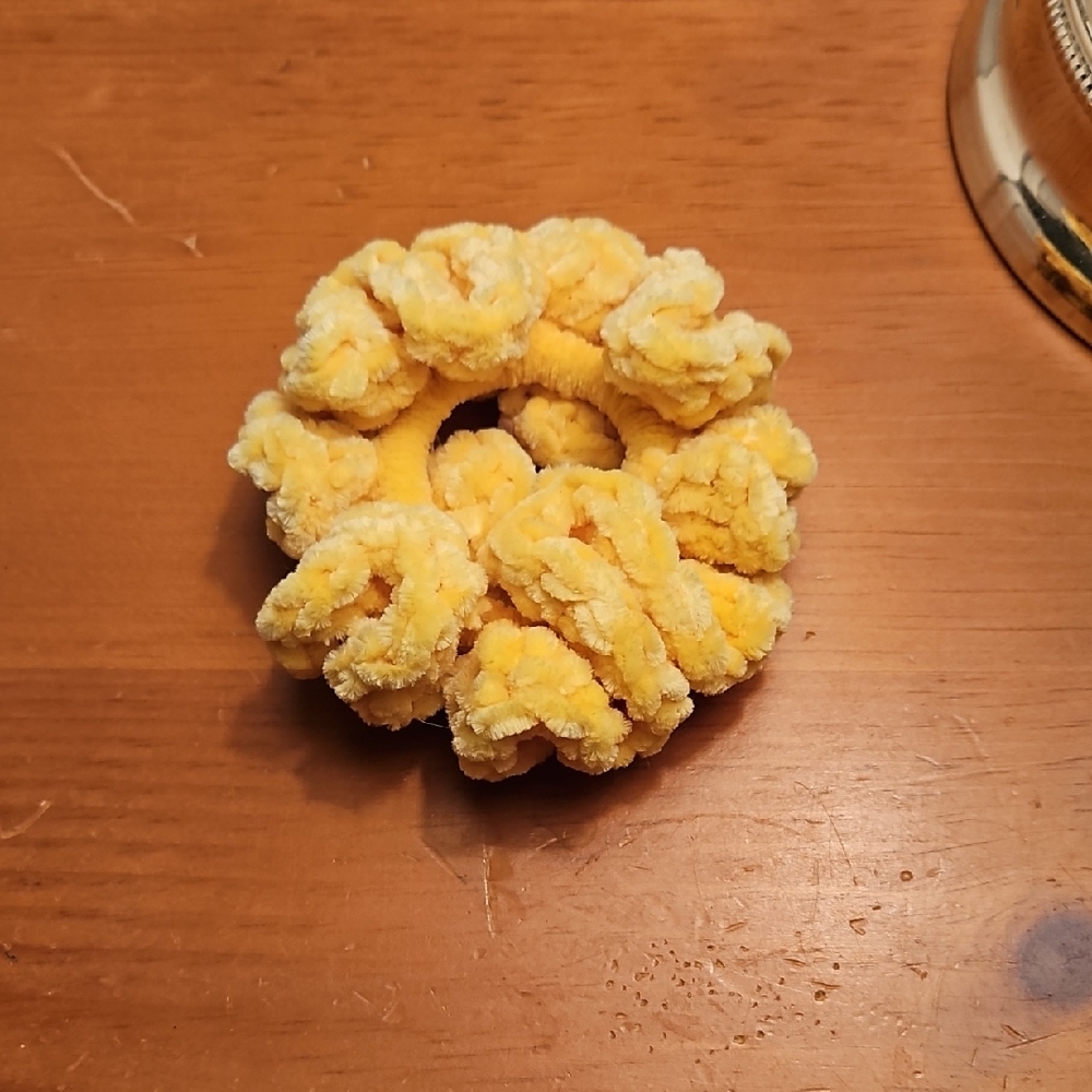 🌟3/$10🌟Handcrafted Plush Yellow Hair Scrunchie